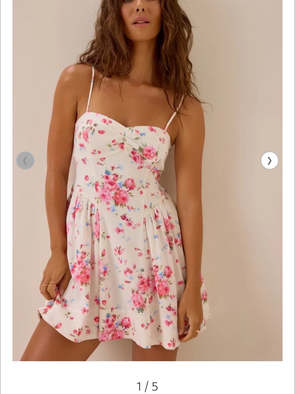 Altar'd State White Mini Dress with Pink Floral Print